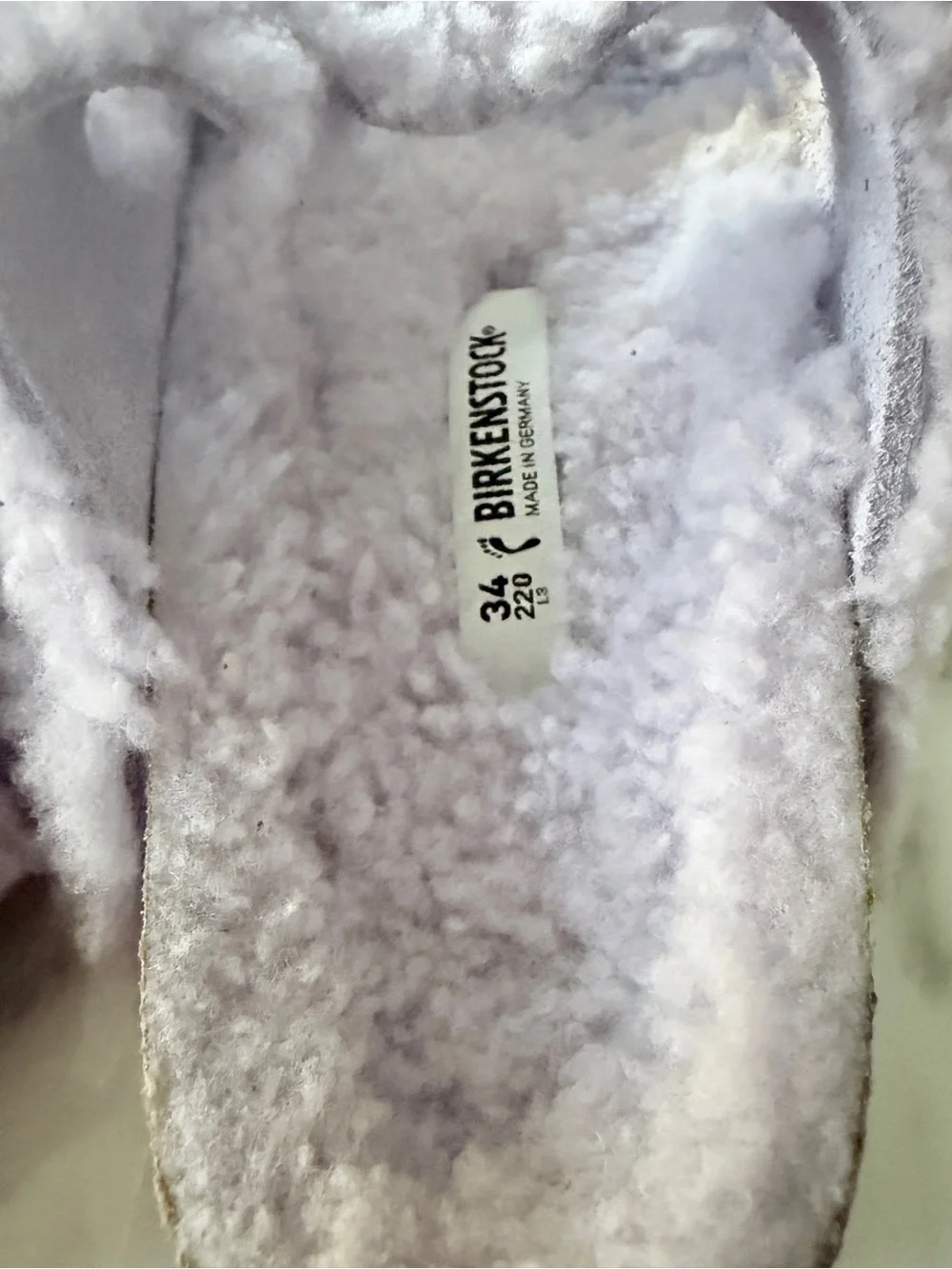 Birkenstock Lavender Shearling-Lined Double Strap Slides